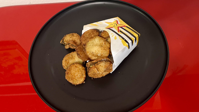 Fried Zucchini from Carl's Jr. sitting on a plate