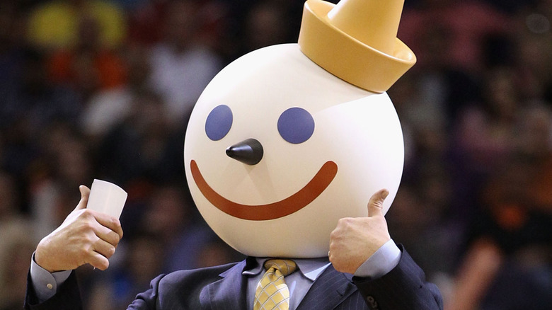 The Jack in the Box mascot giving a thumbs-up.