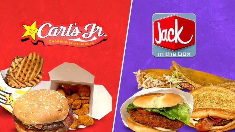 Jack in the Box items side by side with Carl's Jr. items