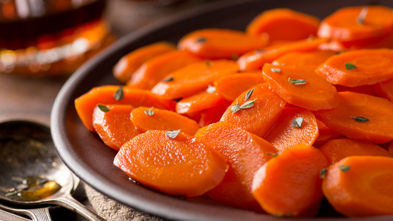 A plate of maple glazed carrots.