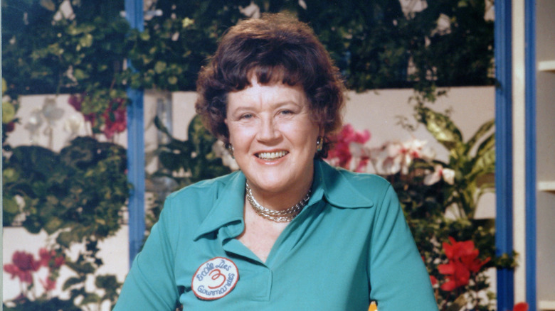 Julia Child on the set of one of her cooking shows
