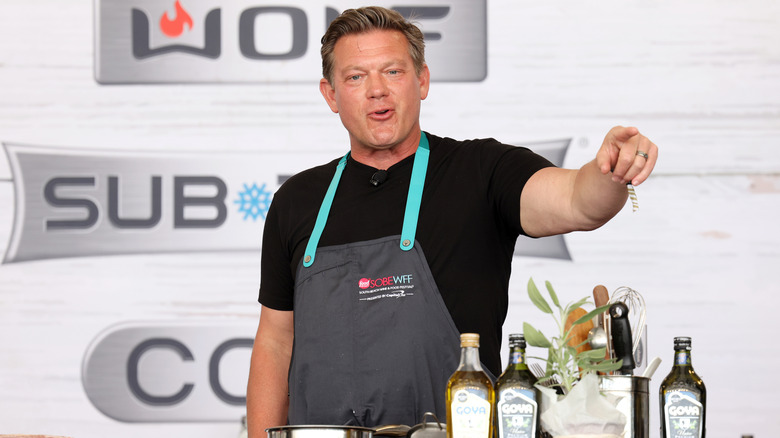 Tyler Florence speaking at a cooking event