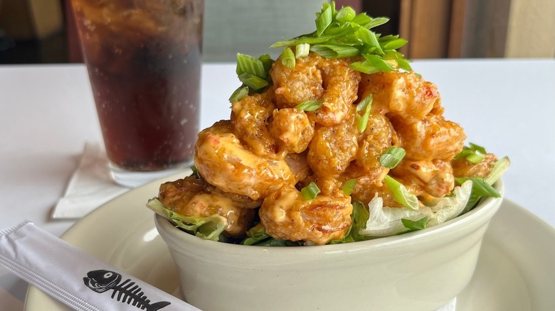 A bowl of Bang Bang Shrimp at Bonefish Grill
