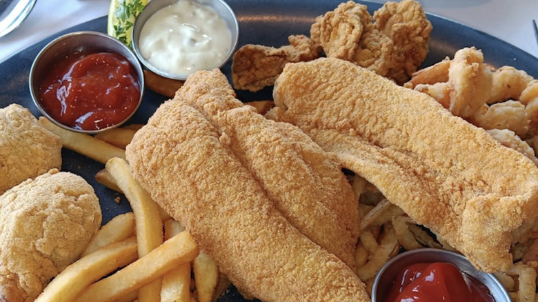 The seafood platter from Landry's Seafood House restaurant