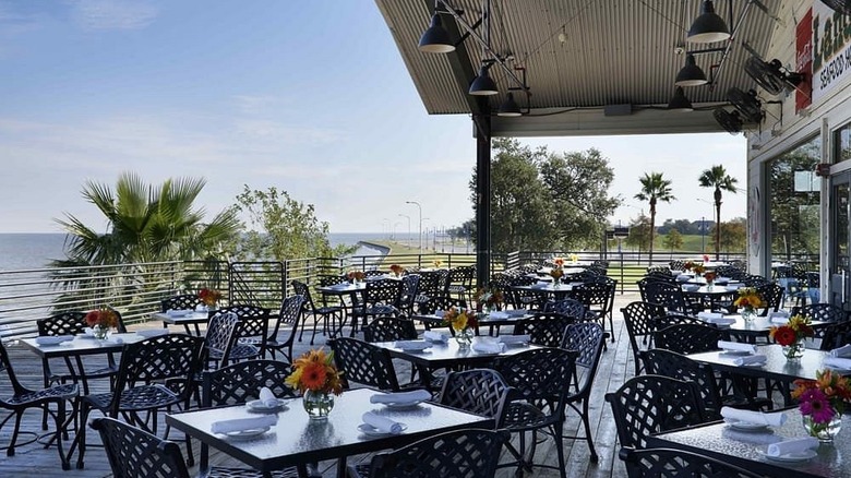 Outside seating area at a Landry's Seafood House