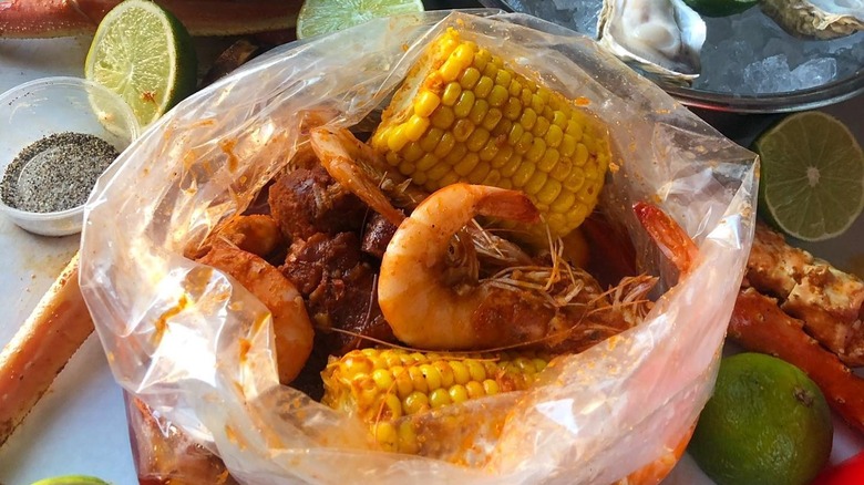 A seafood boil in a bag at The Boiling Crab