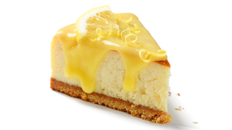 Slice of lemon cheesecake