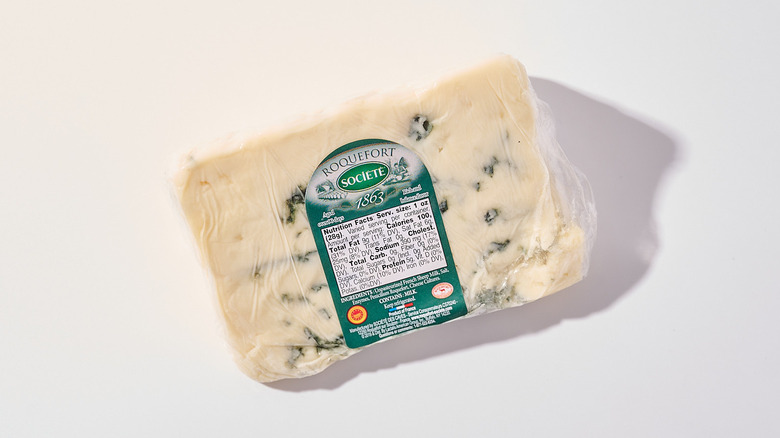 blue roquefort cheese on a table