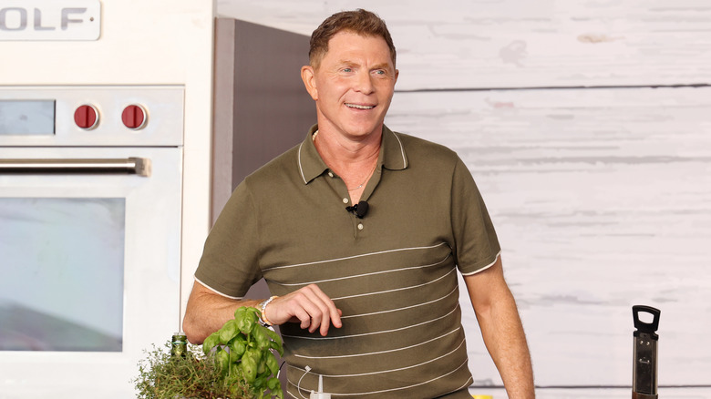 Celebrity chef Bobby Flay at a cooking demonstration.
