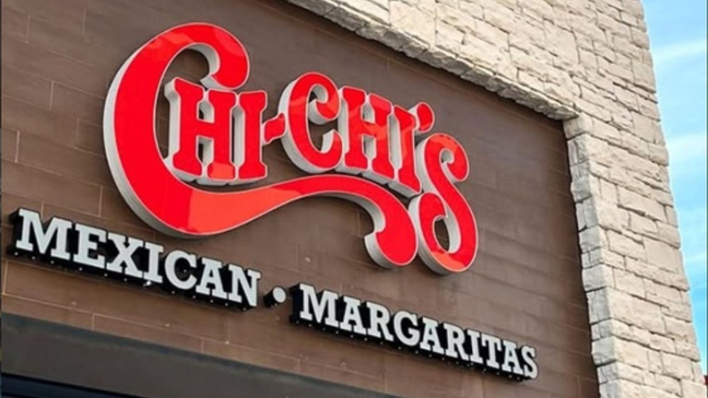 Outside of Chi Chi's Mexican Restaurant building with sign.