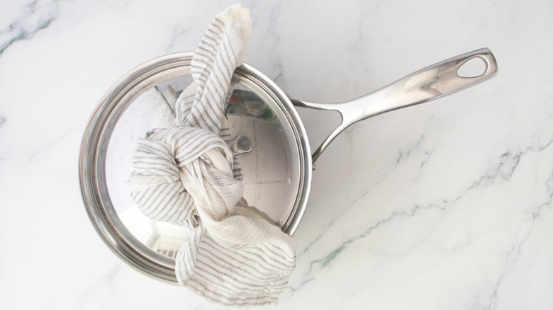Large saucepan covered with a lid