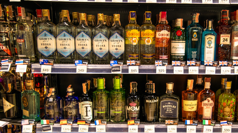 Liquor on store shelves