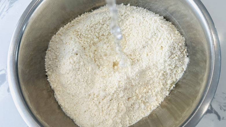 flour mixture in a metal bowl