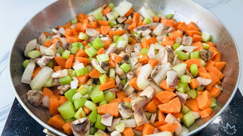 mixed vegetables in a frying pan