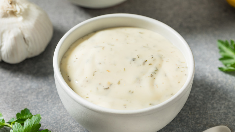 Ranch dressing in a bowl