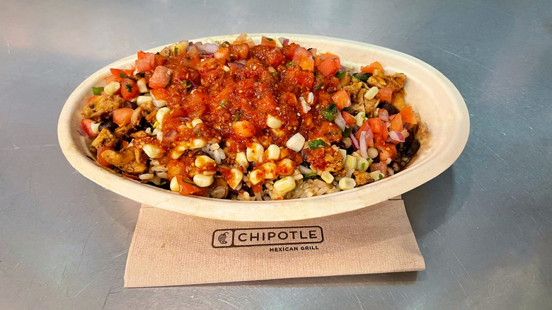 The chicken burrito bowl from Chipotle