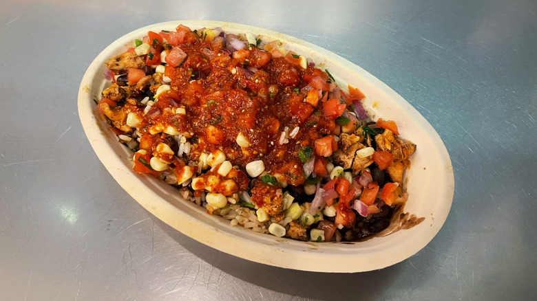 The chicken burrito bowl from Chipotle