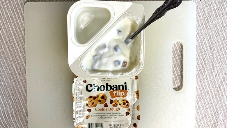 Chobani Flip Cookie Dough opened