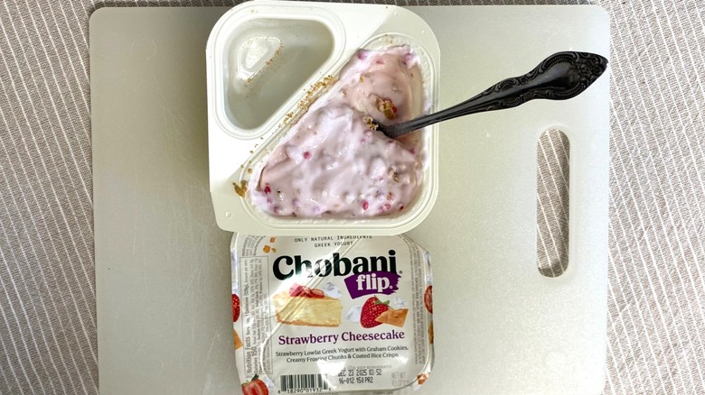 Chobani Flip Strawberry Cheesecake opened
