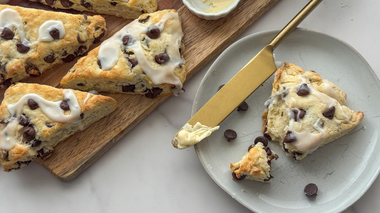 half of scone on plate