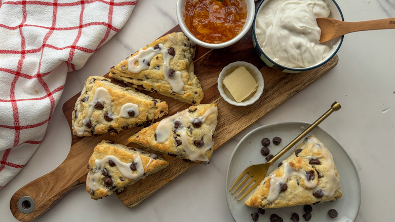 scones on board with jam