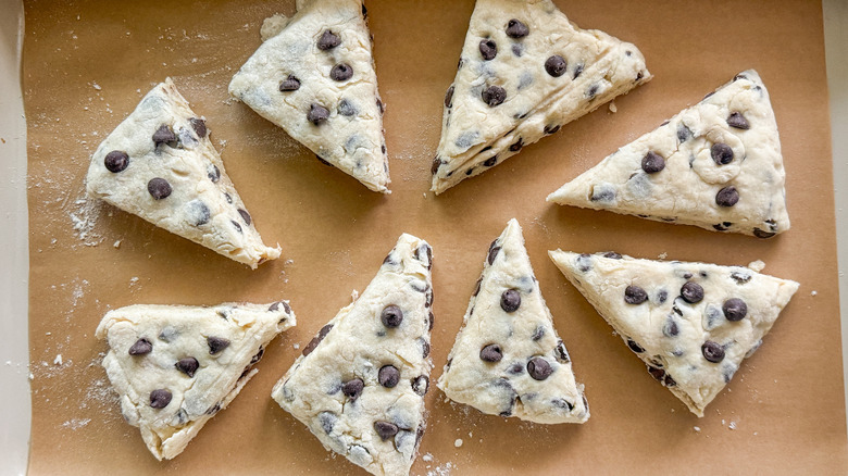 Scones on baking sheet