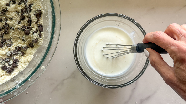 hand stirring buttermilk