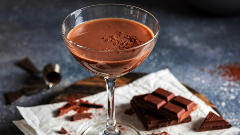 choclate martini surrounded by chocolate