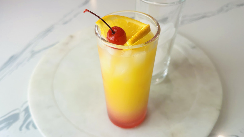 Garnished Tequila Sunrise in glass