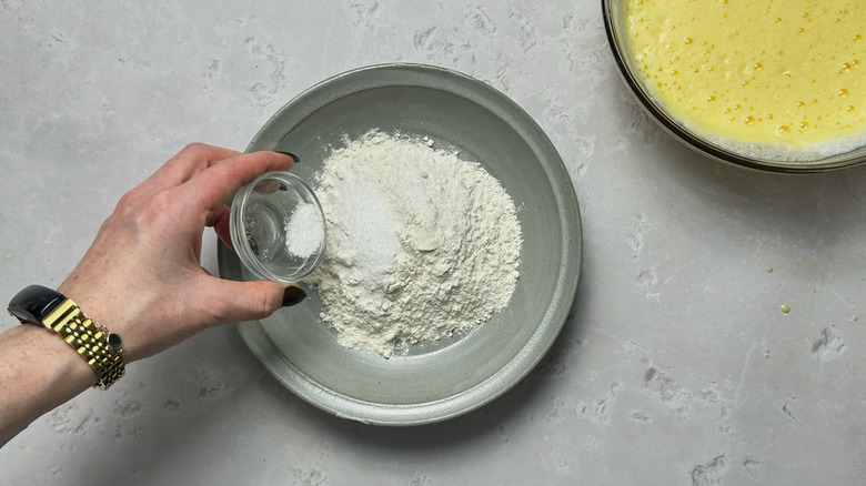 adding salt to flour