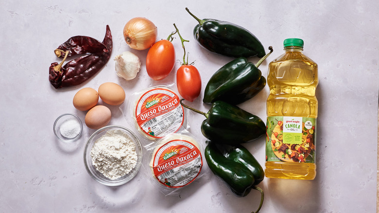 chiles rellenos ingredients on a table