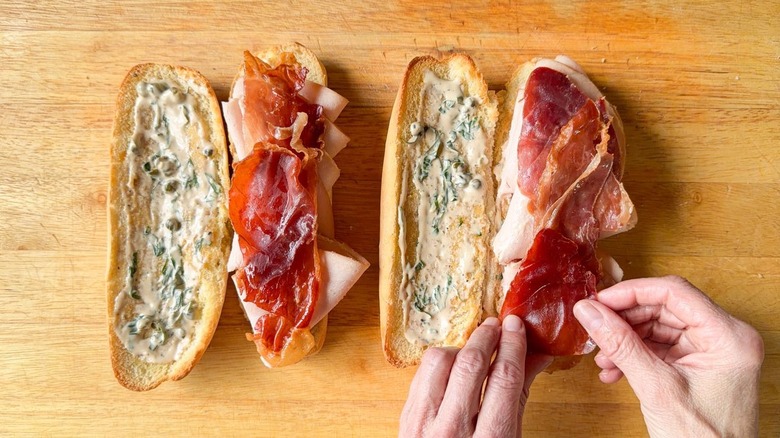 Adding crispy prosciutto to classic Italian-ish club sub sandwich