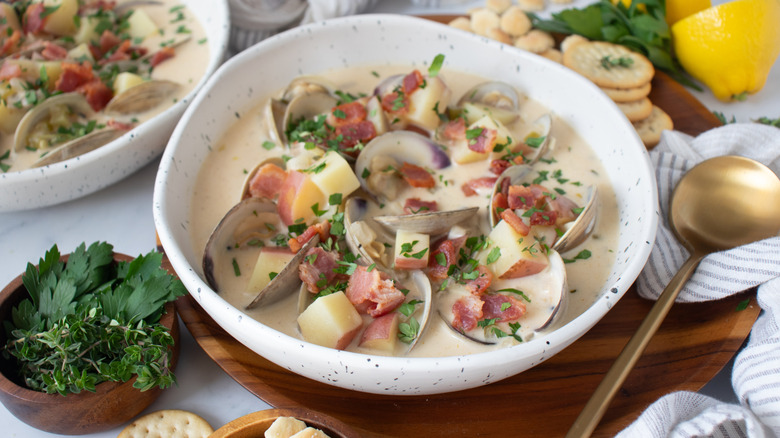 one bowl of clam chowder