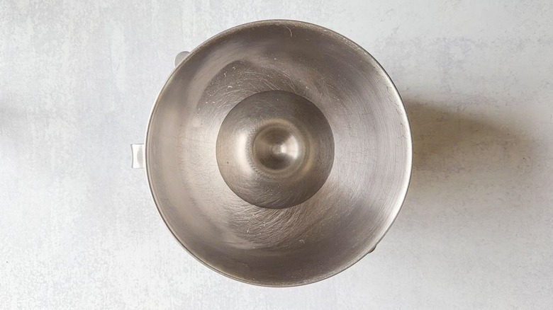 Stand mixer bowl with warm water