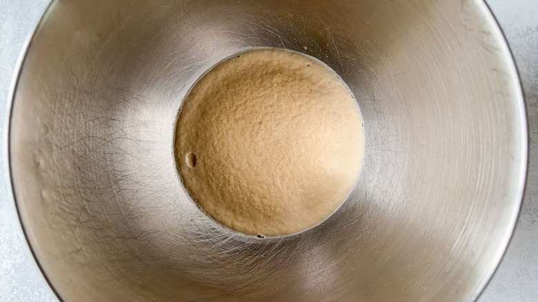 Yeast foaming in water in stand mixer bowl