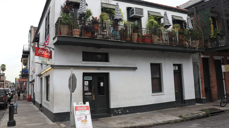 Clover Grill's exterior on Bourbon Street in New Orleans