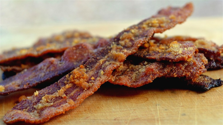 bacon strips covered in sugar