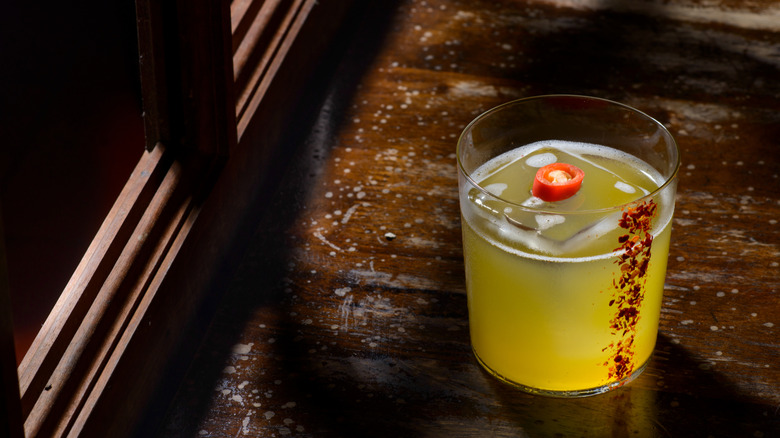 Spicy margarita on a bar