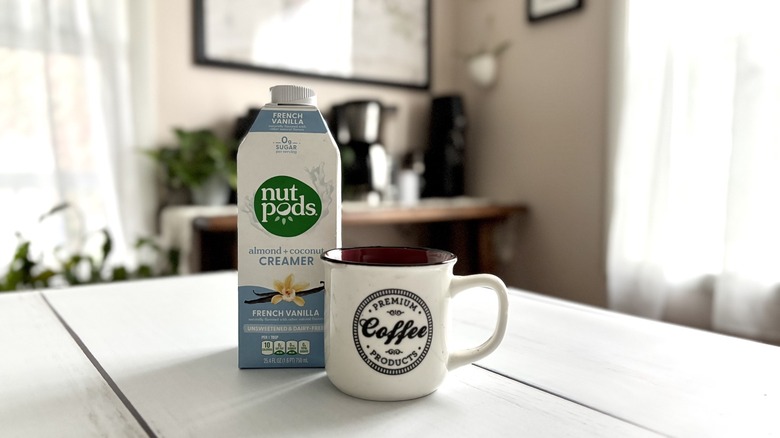 Nutpods coffee creamer on countertop