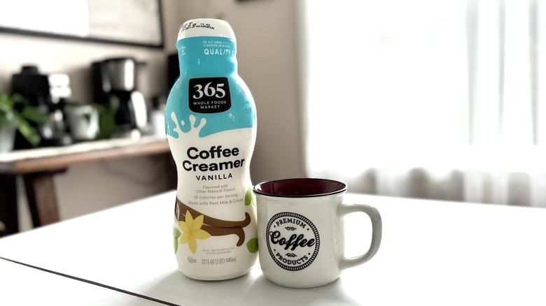 365 by Whole Foods coffee creamer on countertop