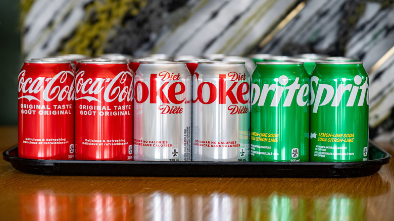 Cans of Coke, Sprite, Diet Coke