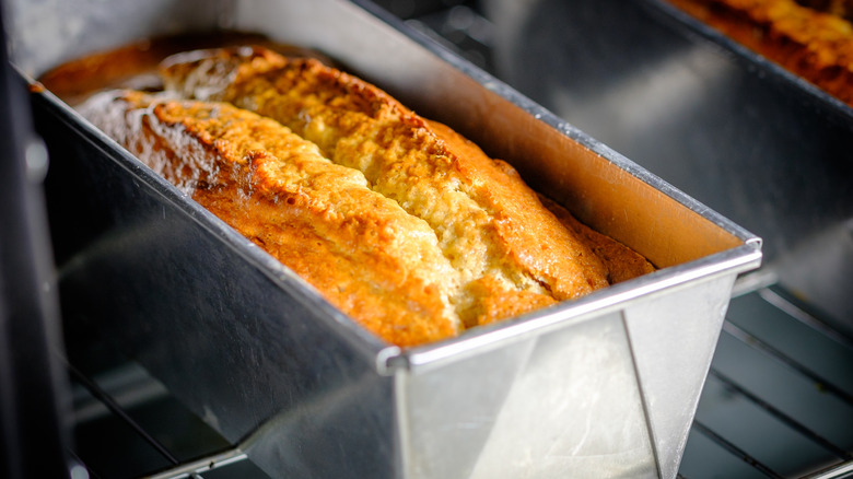 Banana bread in loaf pan
