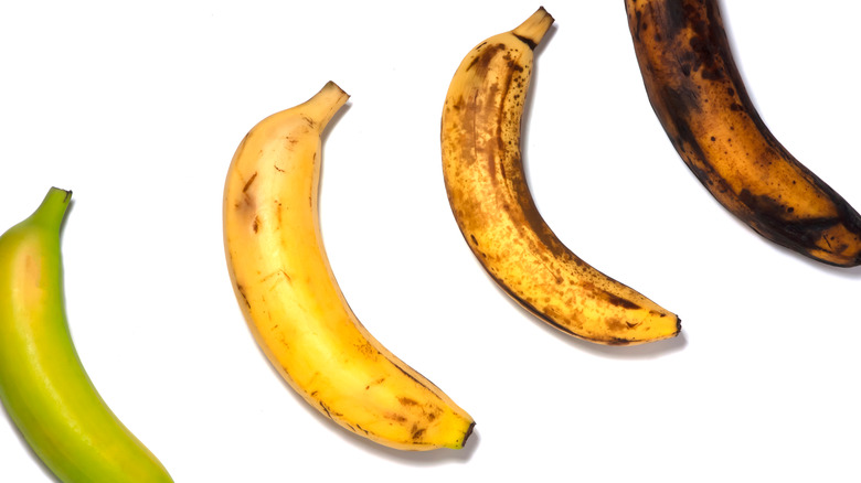 Bananas ranging from green to black