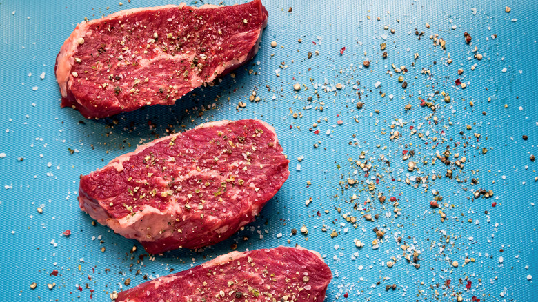 Beef steak tips with seasoning