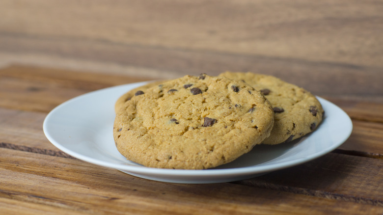 Chocolate chip cookies on plate