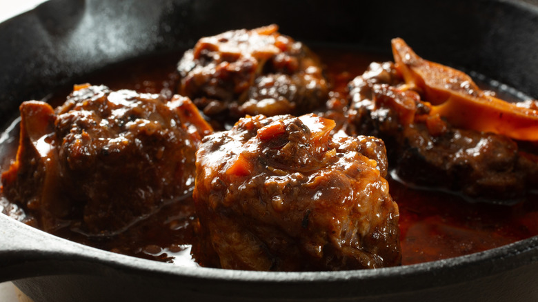 A close-up shot of braised oxtails