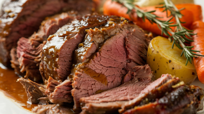 Juicy pot roast close-up