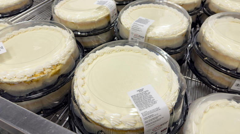 Costco bakery Kirkland Signature cheesecakes on display