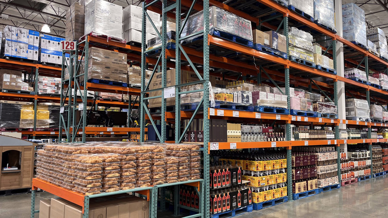 Rows of products on shelves at a Costco