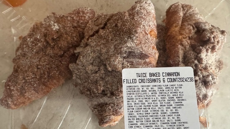 A container of twice baked cinnamon filled croissants from Costco